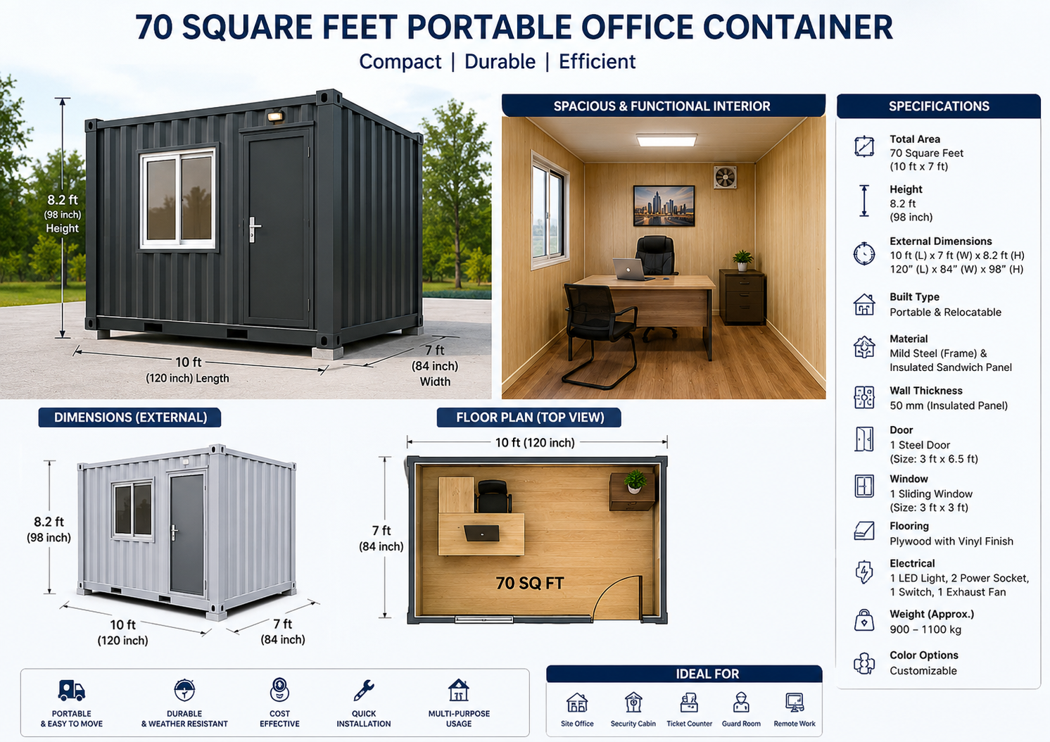 Steel Square Portable Bunkhouse Cabins
