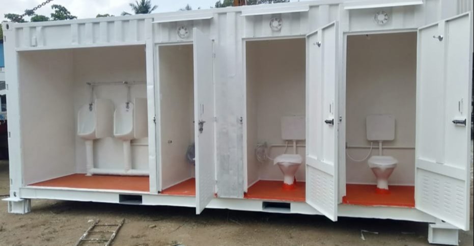 Rectangular 6x4x6Feet Industrial PPGI PUF Bio Toilet